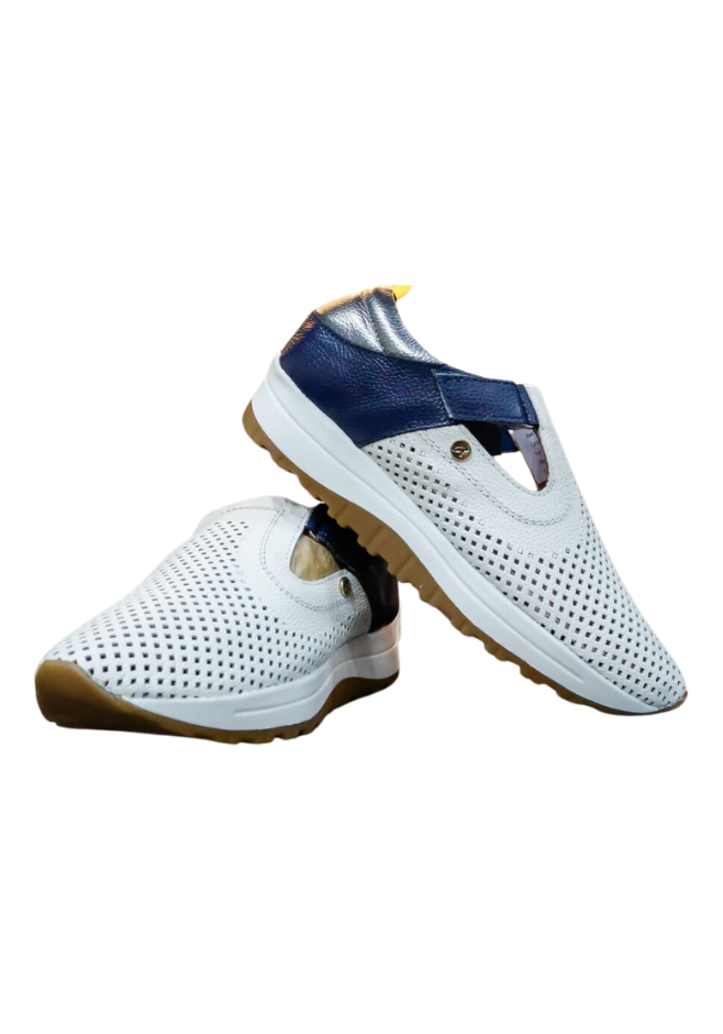Tenis Deportivo Blanco con talón azul AndreG