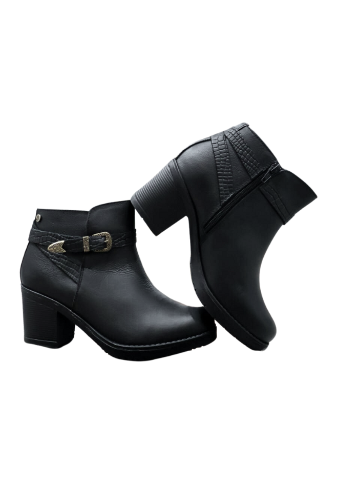 Botines Negros con Correa Escama para Dama AndreG