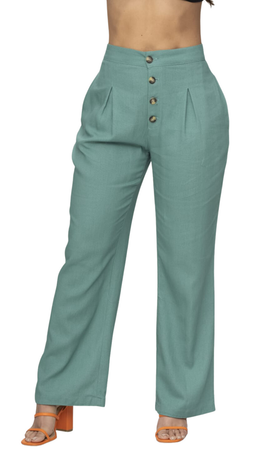 Pantalón Verde Menta Palazzo de Mujer