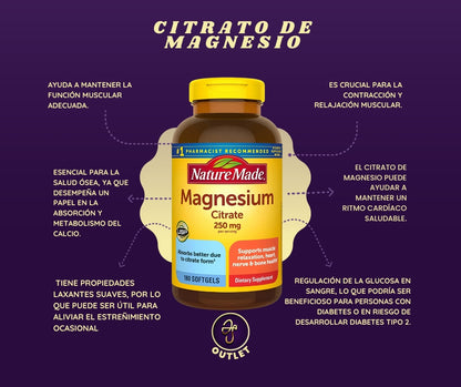 Citrato de magnesio Nature Made 180 softgels