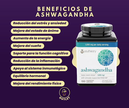Ashwagandha Youtheory 180 vegetarian capsules