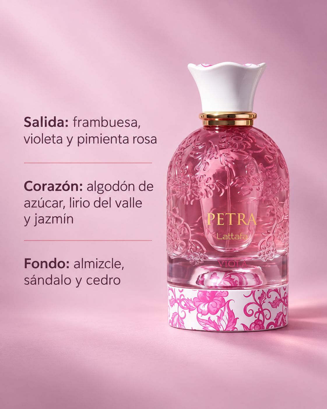 Lattafa Petra Viola Eau de Parfum 100 ml | Fragancia frutal floral gourmand