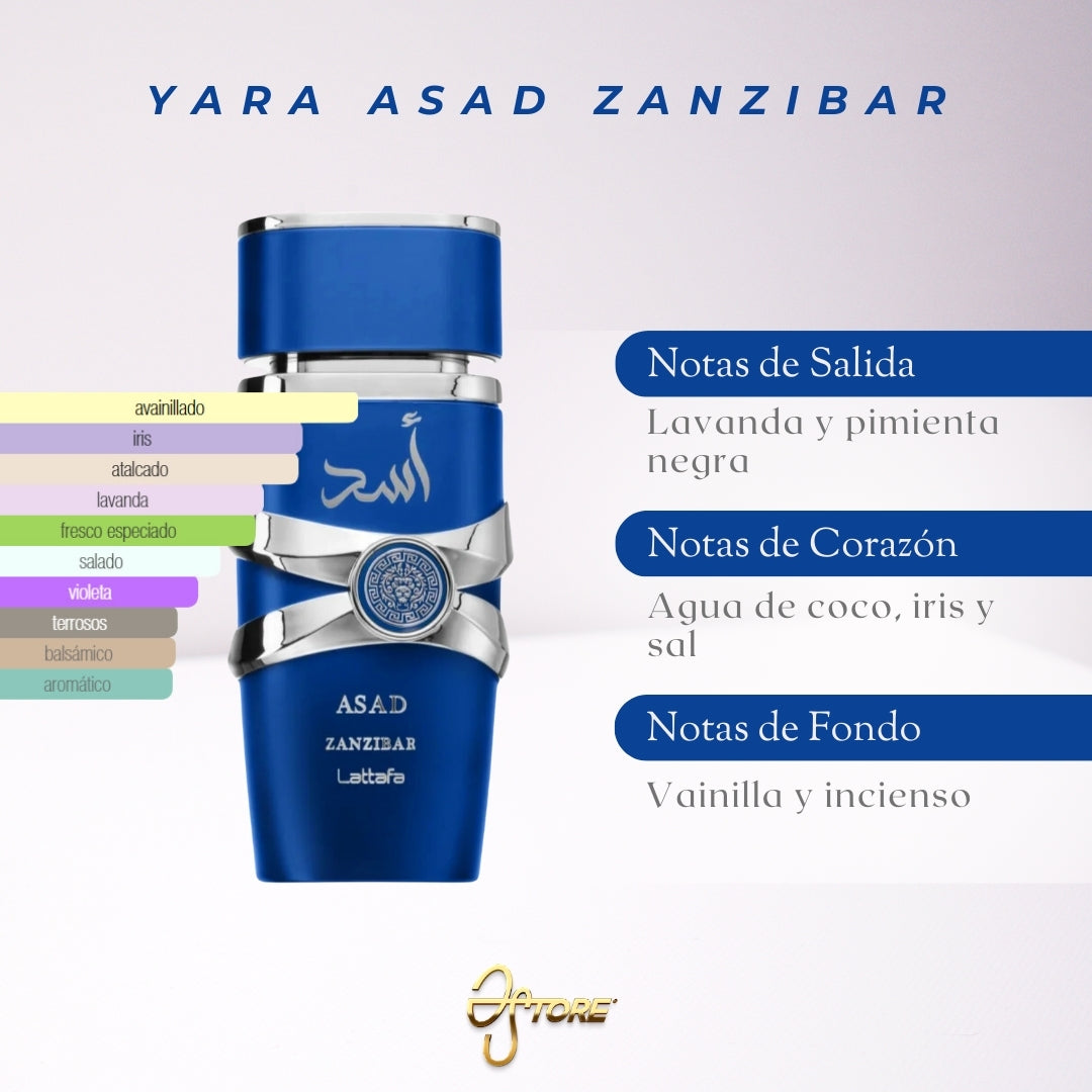 Yara Asad Zanzibar for men Tamaño 3.4 Fl Oz 100ml